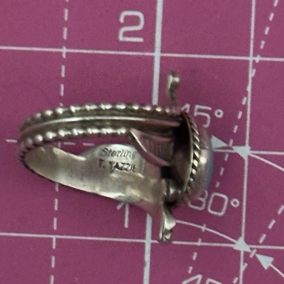 Turquoise T. Yazzie native sterling silver ring - Picture 10 of 11